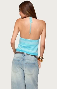 Edikted Suanne Crochet & Knit Stripey Halter Top