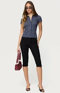 Edikted Oriya Gingham Tailored Button Up Shirt