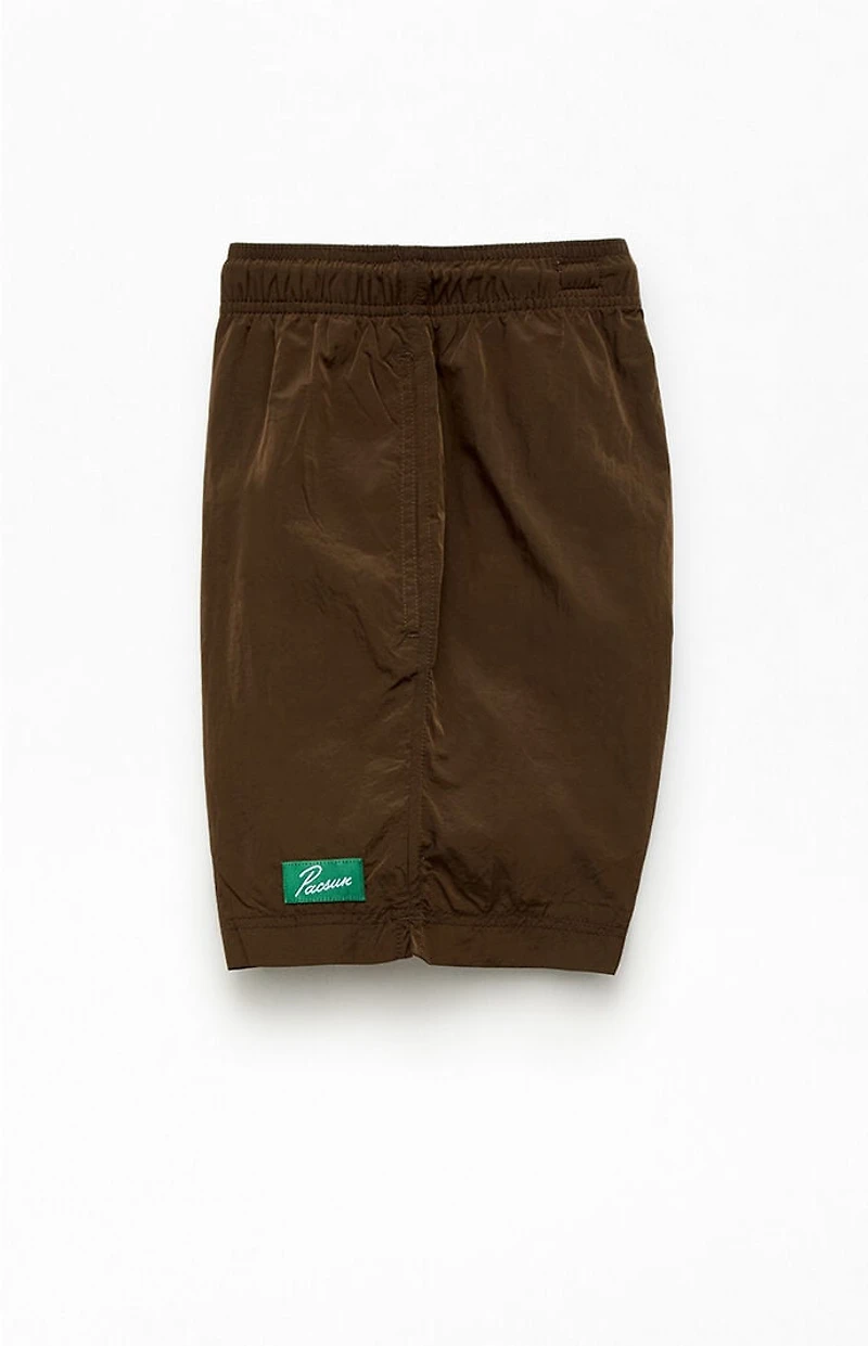 Pacsun Brown Salt Solid 6" Volley Swim Trunks