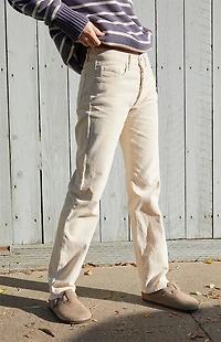 John Galt White Corduroy Straight Leg Jeans