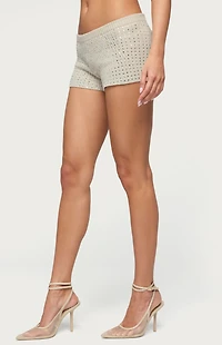Edikted Mackenzie Rhinestone Knit Shorts