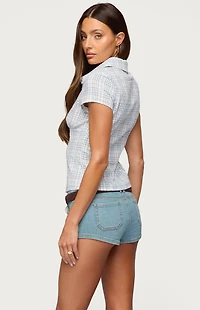 Edikted Naiah Plaid Tailored Button Up Shirt