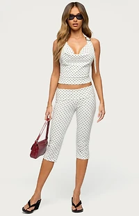 Edikted Eloisa Polka Dot Foldover Capri Pants