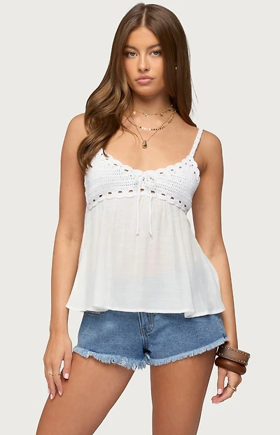 Edikted Zephyr Crochet Babydoll Top