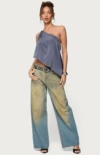 Edikted Asymmetric Satin Effect One Shoulder Top