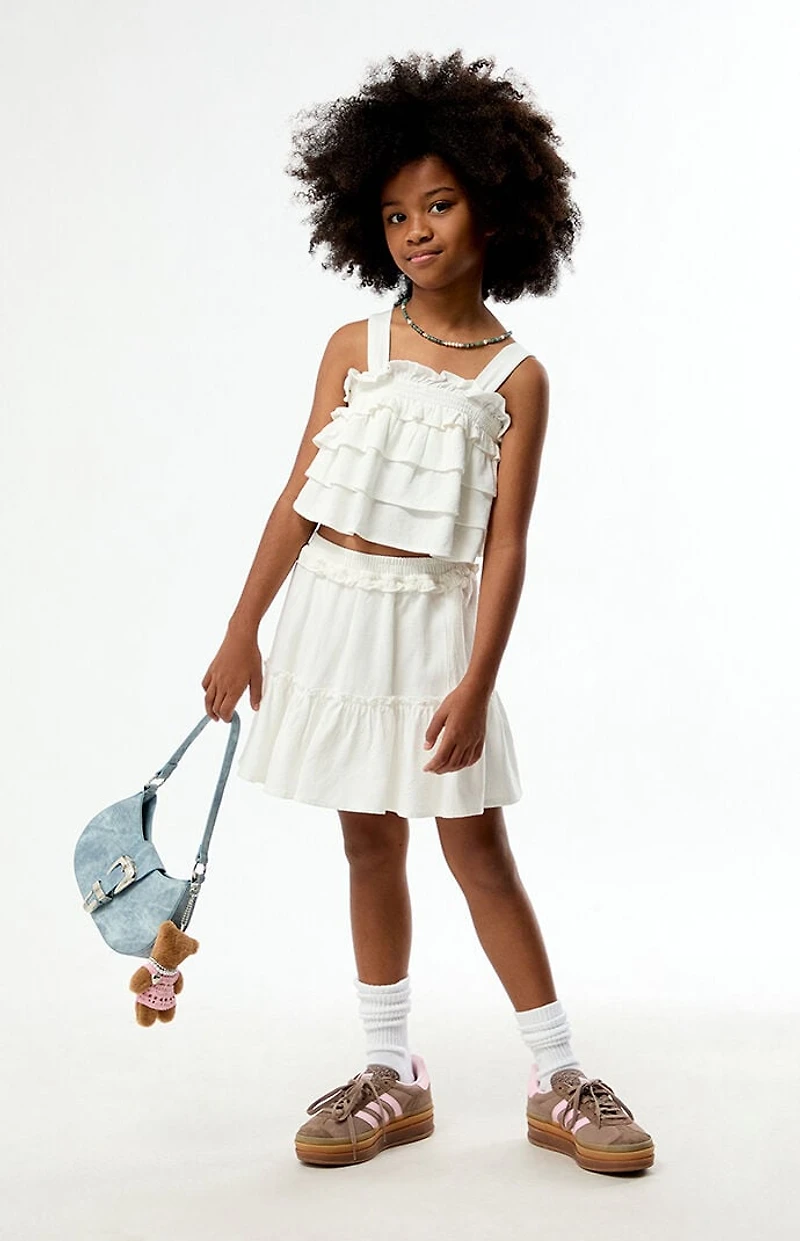 Pacsun Kids White Linen Ruffle Skirt