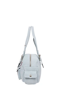 True Religion Light Blue Multi Patch Satchel Bag