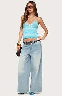 Edikted Suanne Crochet & Knit Stripey Halter Top