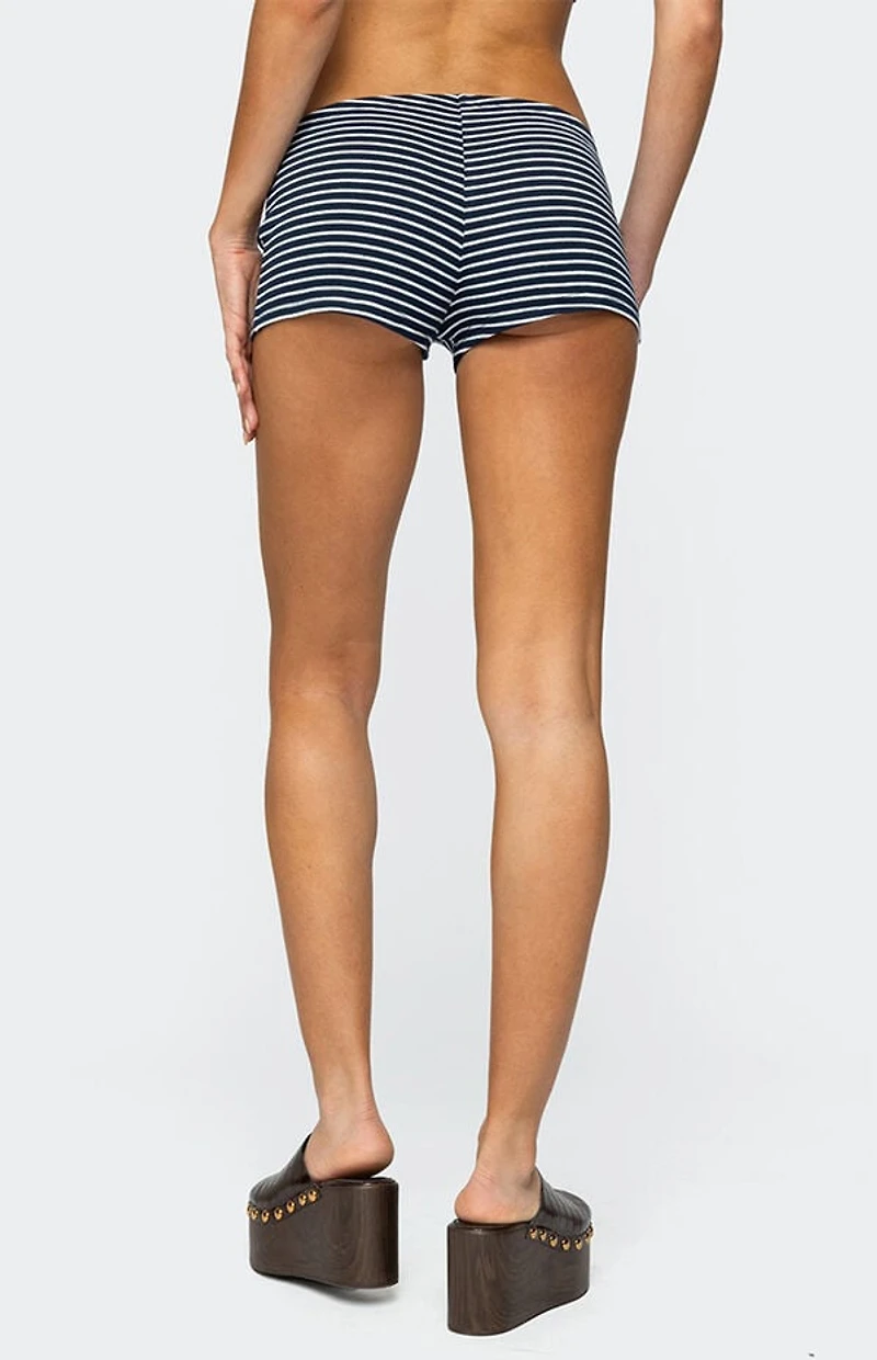 Edikted Reagan Striped Ribbed Micro Shorts
