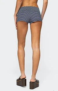 Edikted Reagan Striped Ribbed Micro Shorts