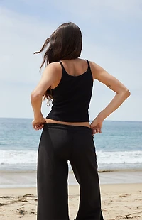 John Galt Black Beyonca Sturgis Embroidered Cropped Tank Top