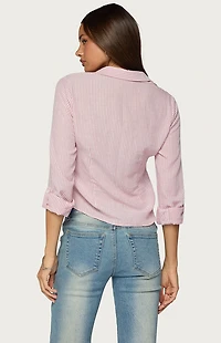Edikted Phobe Striped Button Top