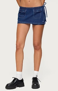 Edikted Giselle Wrap Denim Mini Skort