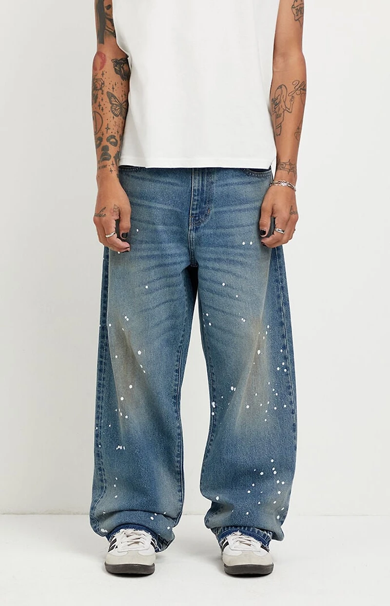 Pacsun Dylan Baggy Jeans Paint Splatter Mud Wash
