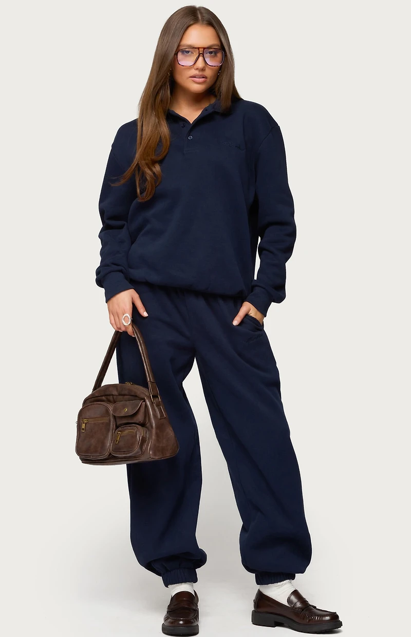 Edikted Jayce Oversized Polo Sweatshirt