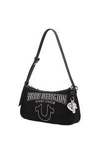 True Religion Bling Logo Black Denim Shoulder Bag