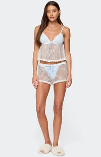 Edikted Laina Contrast Sheer Lace Babydoll Top