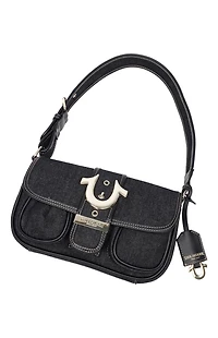 True Religion Black Double Pocket Denim Satchel Bag