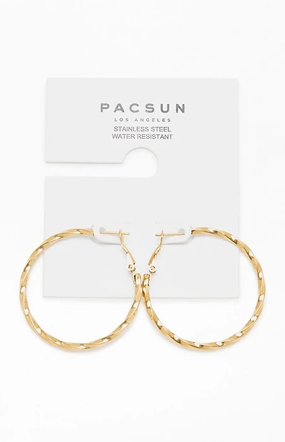 Pacsun Gold Stainless Steel Twisted Hoop Earrings