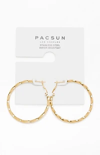 Pacsun Gold Stainless Steel Twisted Hoop Earrings