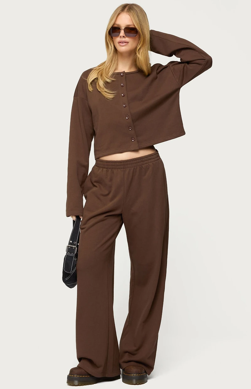 Edikted Binah Wide Leg Terry Sweatpants