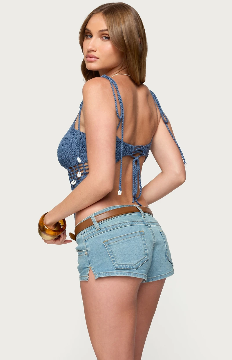 Edikted Shelley Asymmetric Crochet Top