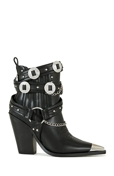 AZALEA WANG Women's Riggins Black Western Booties