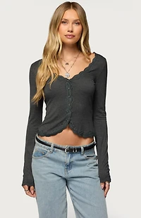 Edikted Gayle Lacey Button Up Top