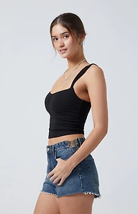 Pacsun Dark Indigo Butterfly High Waisted Denim Festival Shorts