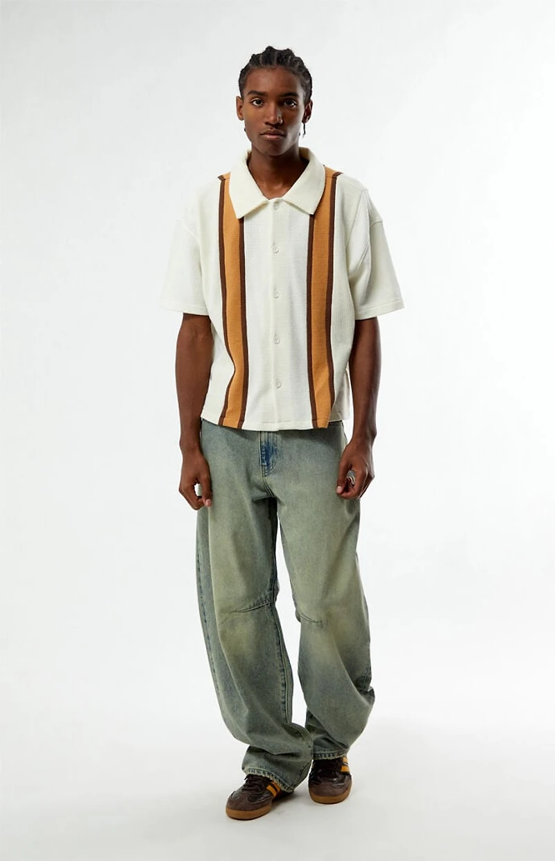 Pacsun Cream Sloan Textured Camp Shirt