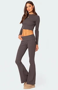 Edikted Coffee Break Ribbed Flare Leggings