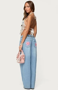 Edikted Embroidered Sequin Backless Top
