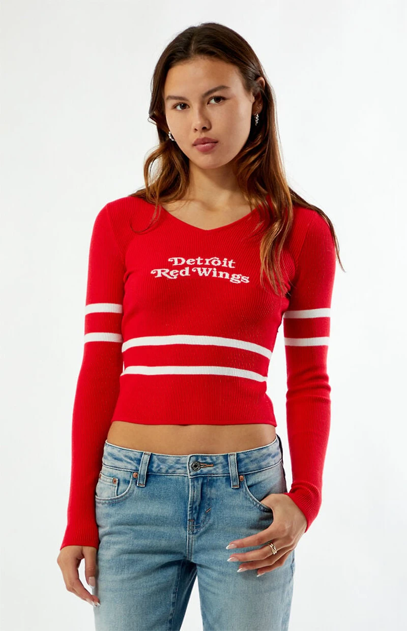 WILD COLLECTIVE x NHL Detroit Red Wings V-Neck Sweater
