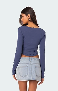 Edikted Yara Ribbed Ruffle Hem Top