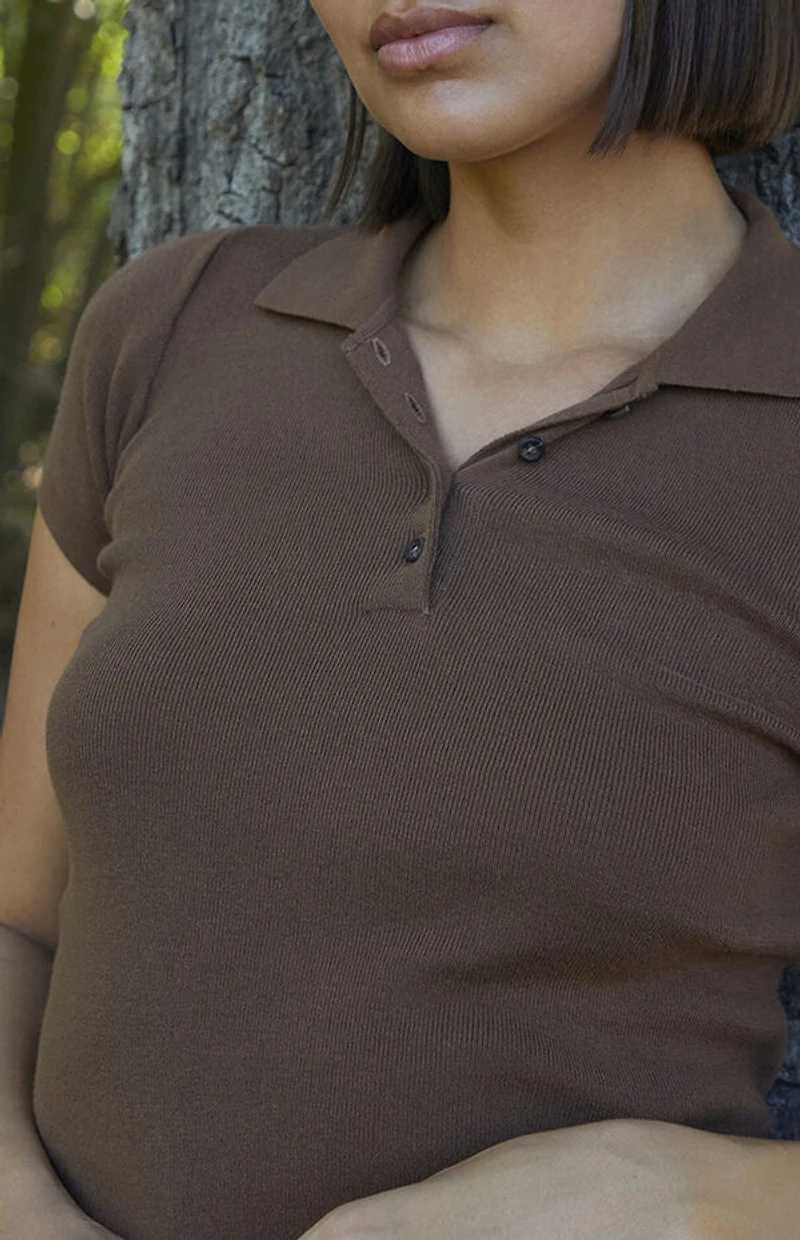 John Galt Brown Carolyn Polo Shirt