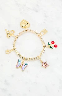 LA Hearts Rhinestone Charm Bracelet