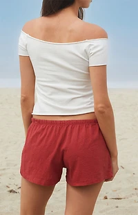 John Galt White Bonnie 44 Off-The-Shoulder Crop Top