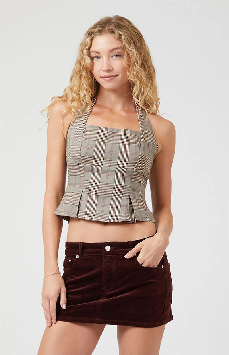 Beverly and Beck Dani Plaid Halter Top