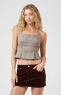Beverly and Beck Dani Plaid Halter Top