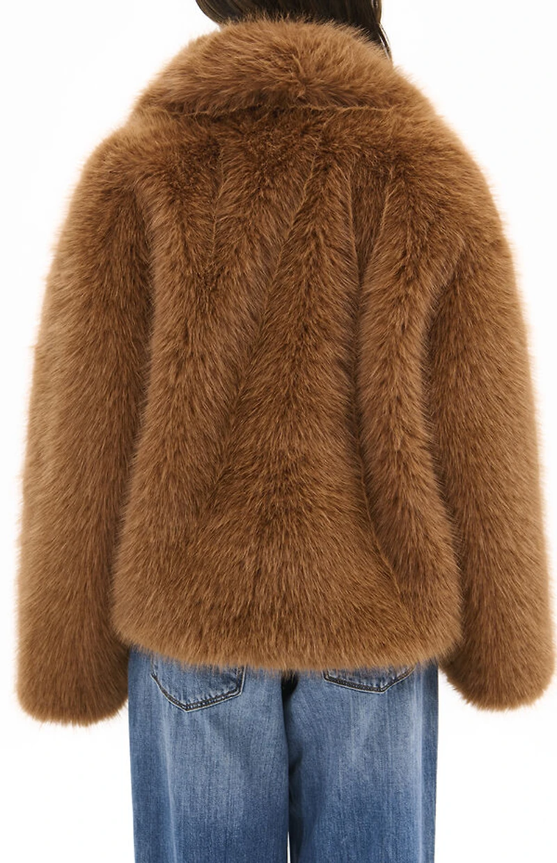 AZALEA WANG Regina Tan Faux Fur Coat