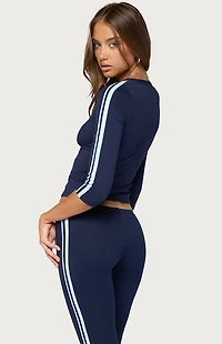 Edikted Danie Stripey Three-Quarter Sleeve Top