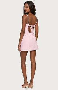 Edikted Iman Embroidered Cotton Cutout Mini Dress