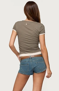 Edikted Saige Contrast Layered Ribbed T-Shirt