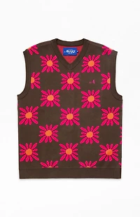 Awake NY Checkered Floral Sweater Vest