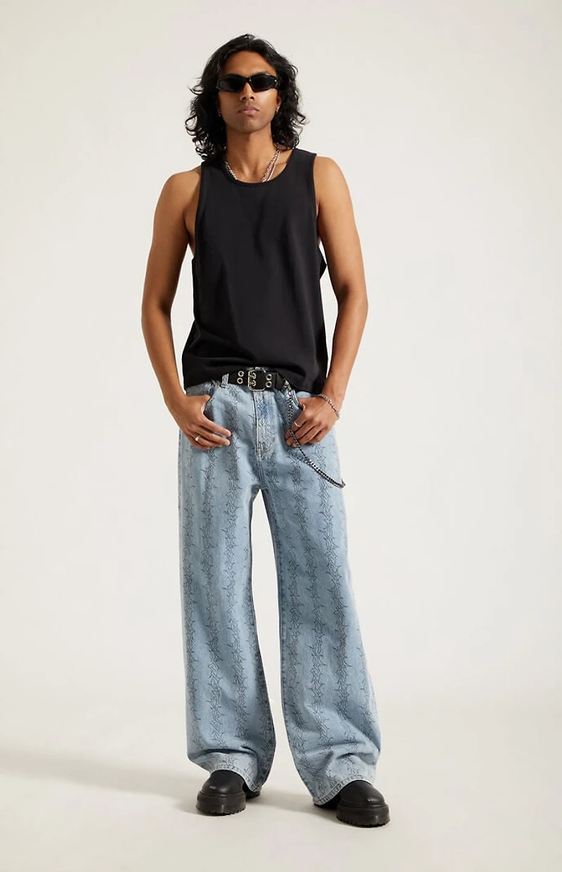 Pacsun Blake Extreme Baggy Jeans Graphic Light Blue