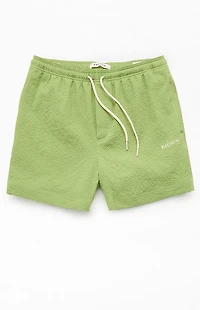 Pacsun Green Sail Seersucker 4.5" Swim Trunks