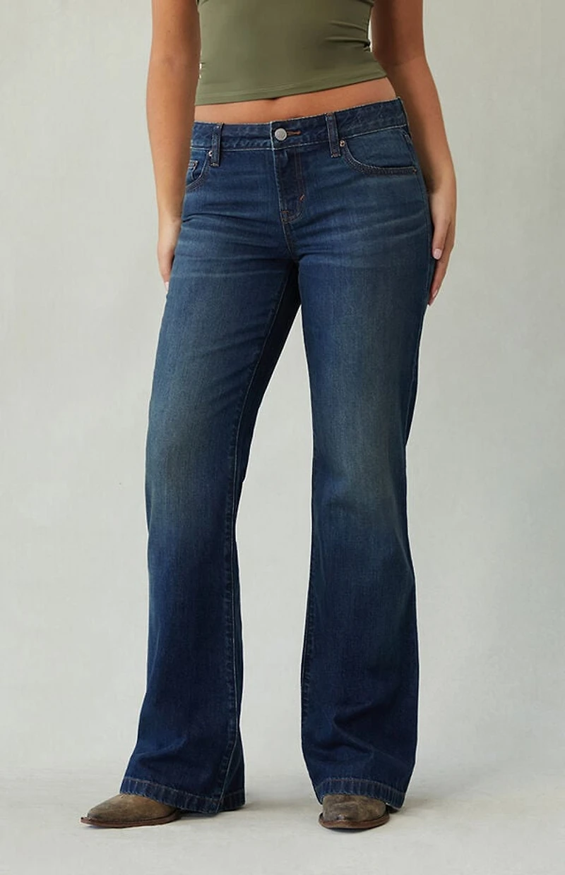 Pacsun Jade Low Rise Bootcut Jeans Dark Blue Tint