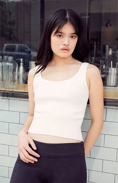 John Galt White Sheena Cropped Tank Top
