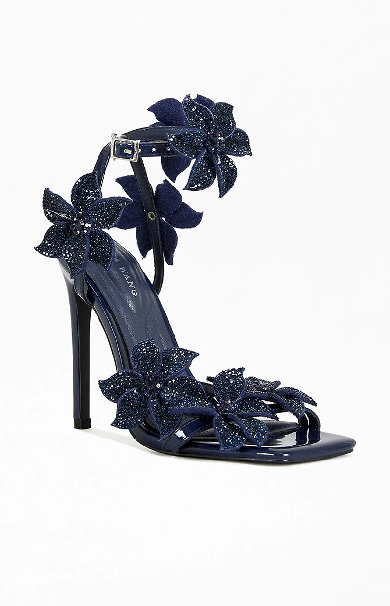 AZALEA WANG Women's Romi Navy Stiletto Sandals