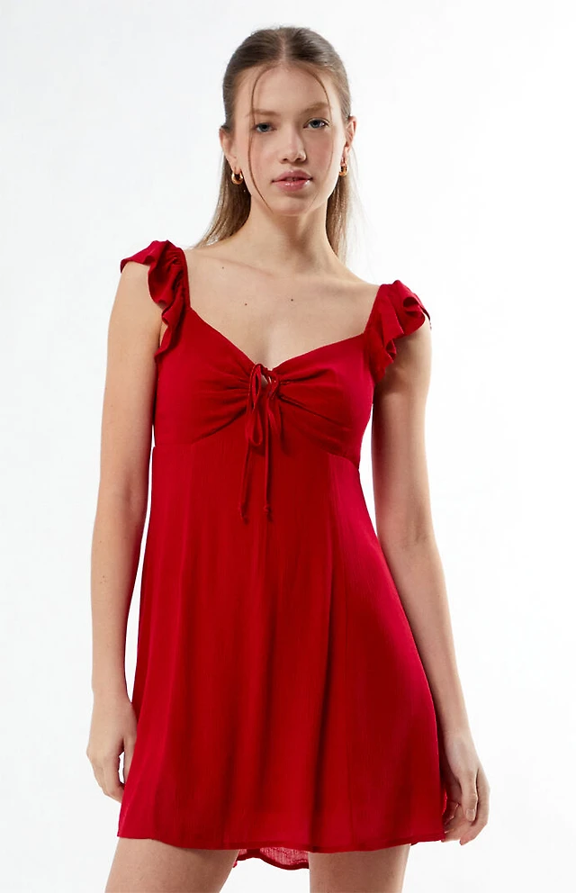 red satin prom dresses Long Red V-neck Open Back Satin Dress – Lisposa